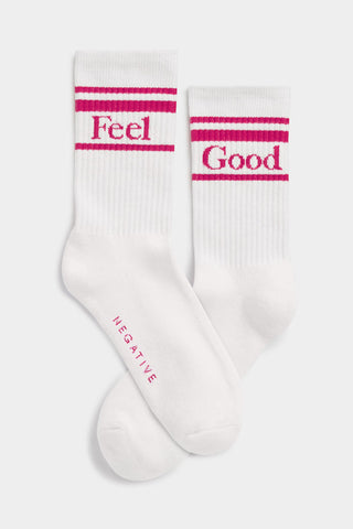 Detail view of Feel Good Varsity Sock in Punch for sizer