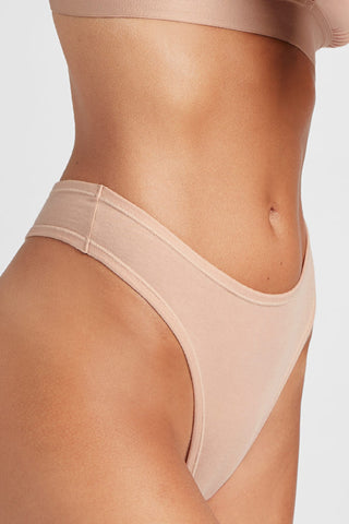 Detail view of Cotton Thong in Buff (Pack) for sizer
