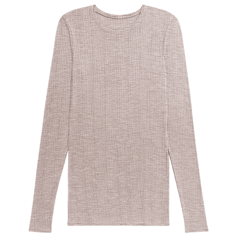 Detail view of Whipped Long Sleeve in Sand for sizer