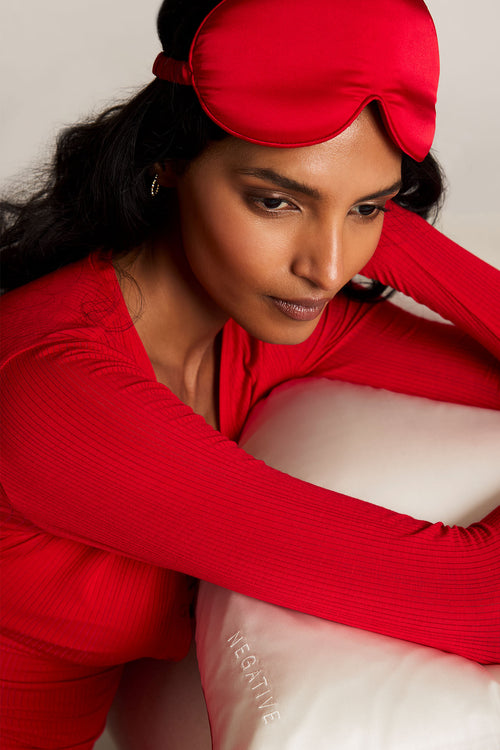 Eclipse Silk Eye Mask in Cerise