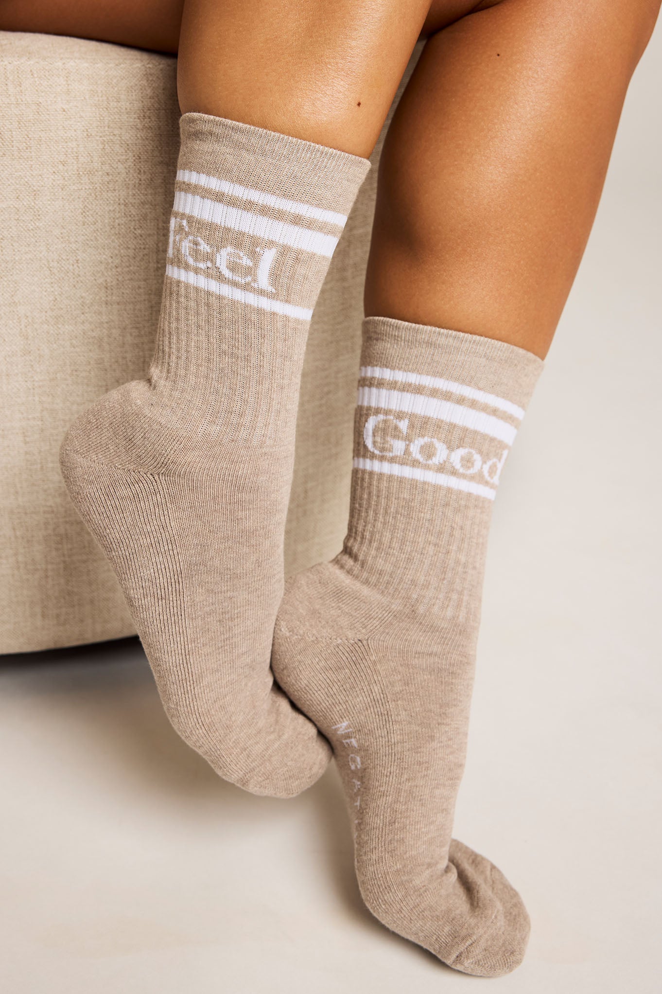 Feel Good Varsity Sock in Toast (Pack)