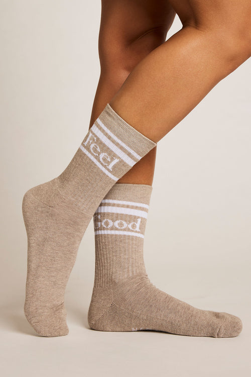 Feel Good Varsity Sock in Toast (Pack)