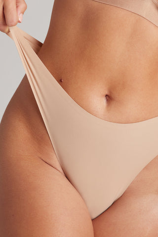 Detail view of Base High Thong in Buff (Pack) for sizer