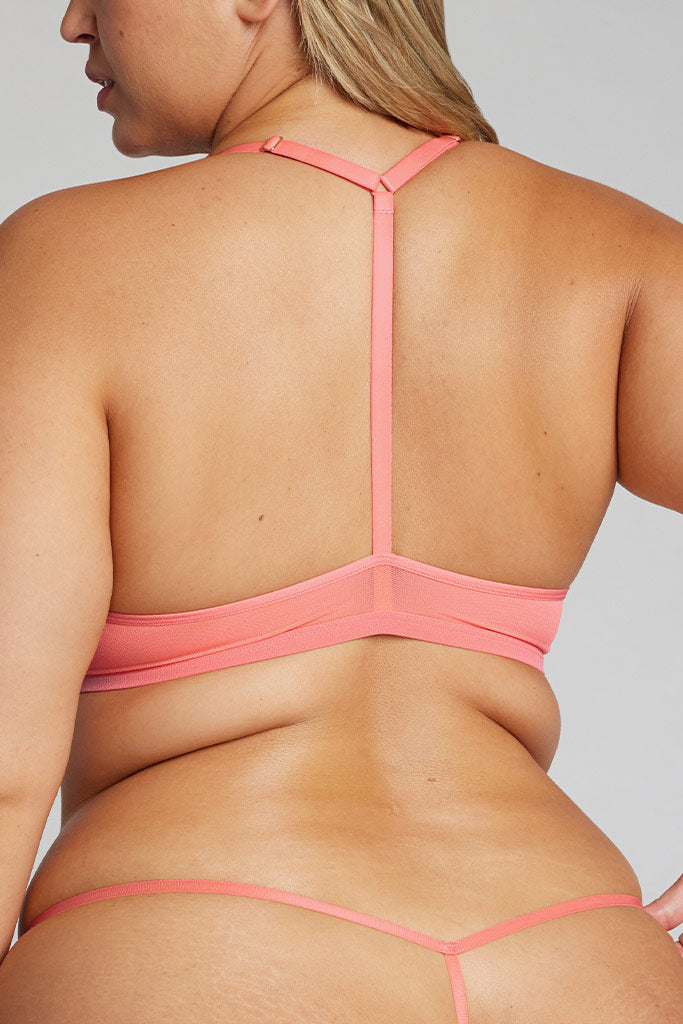 Negative Sieve Racerback Bra in Coral
