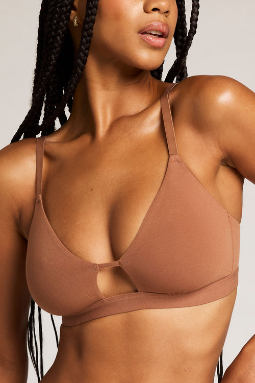 Cloud Cotton Cutout Bra in Fawn