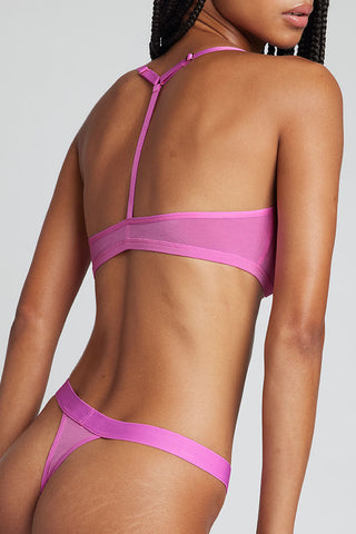 Detail view of Sieve Racerback Bra in Orchid for sizer