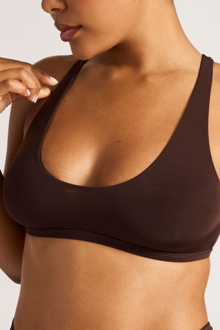 Detail view of Slink Dipped Bralette in Espresso for sizer