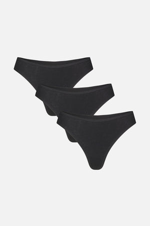 Cotton Low Thong in Black 3 pack.