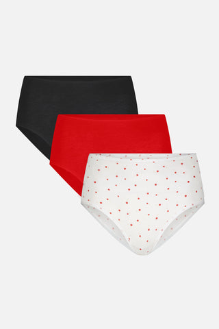 Detail view of Cloud Cotton High Brief in Black Cherry (Pack) for sizer