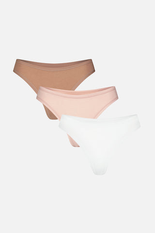 Detail view of Cloud Cotton Low Thong in Honey (Pack) for sizer