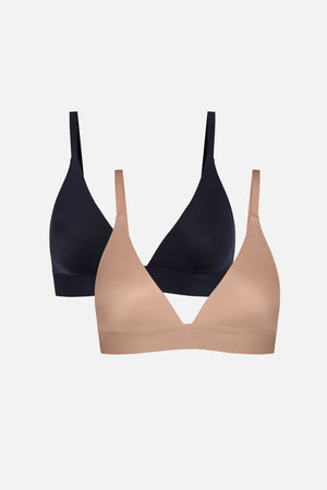 Glacé Triangle Bra in Buff + Black (Pack)