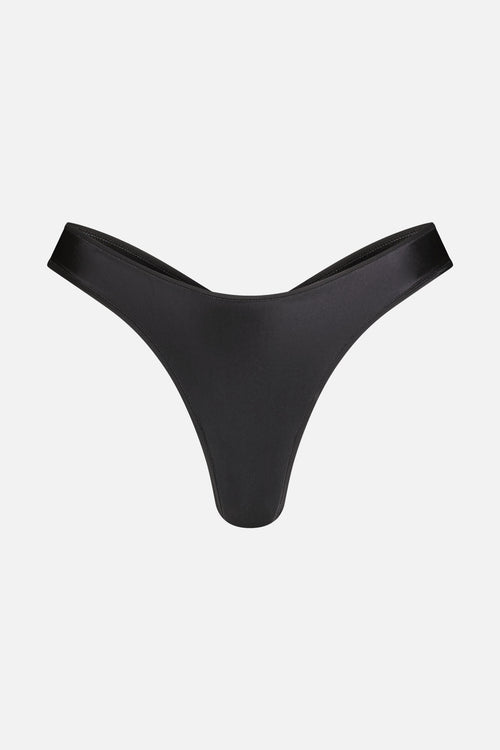 Black Glacé dipped thong, flat lay