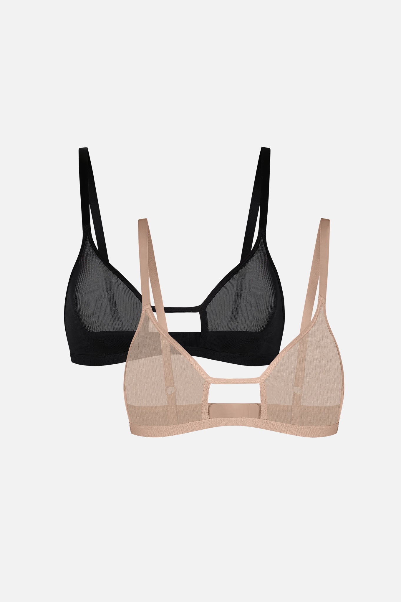 Sieve Cutout Bra in Buff + Black (Pack)