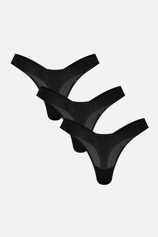 Detail view of Sieve Dipped Thong in Black (Pack) for sizer