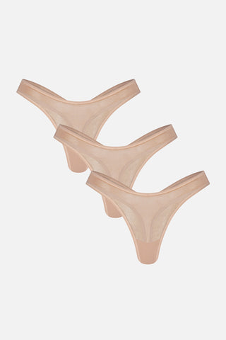 Detail view of Sieve Dipped Thong in Buff (Pack) for sizer