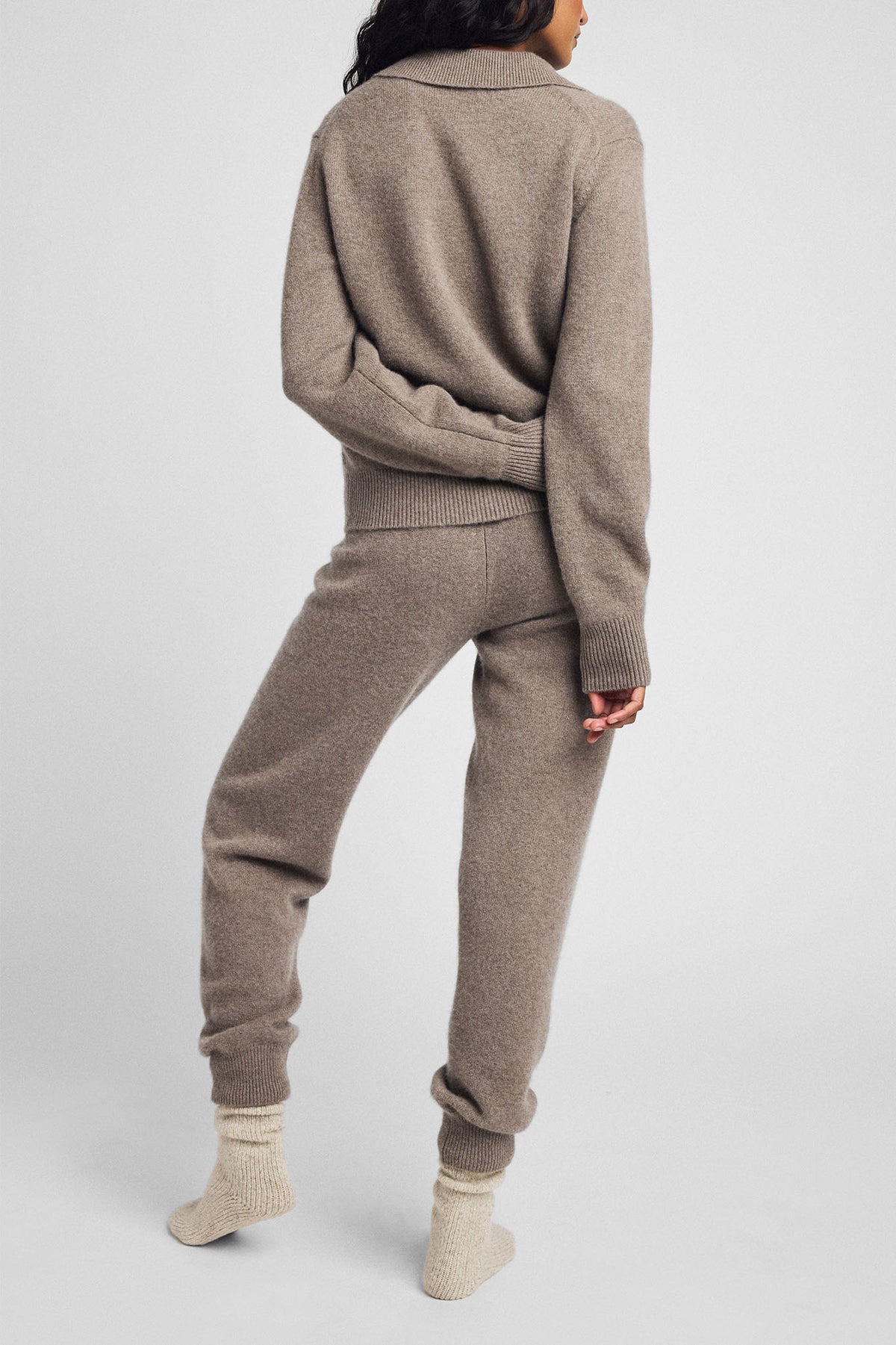 Mink cashmere jogger, back view