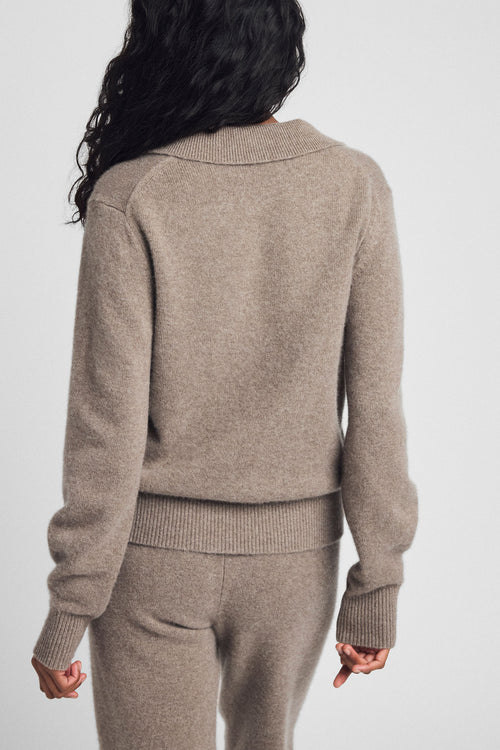 Mink cashmere polo, back view