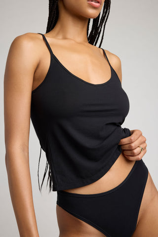 Detail view of Cotton Cami in Black for sizer