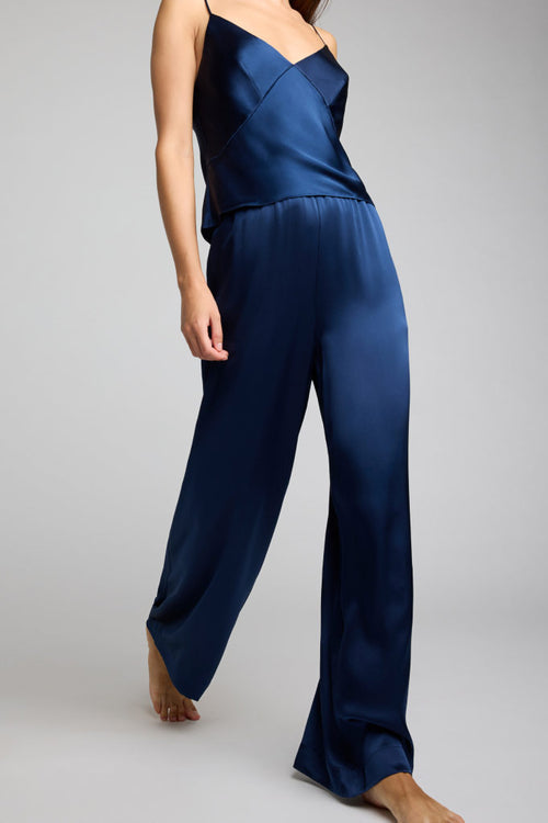 Eclipse Washable Silk Track Pant in Navy