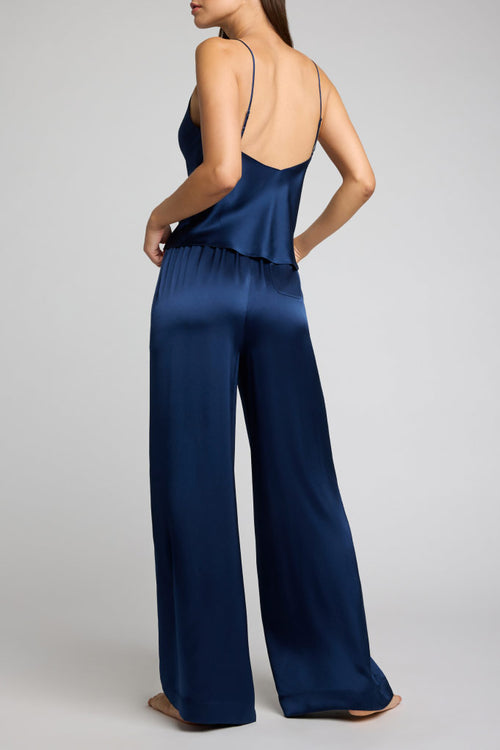 Eclipse Washable Silk Track Pant in Navy