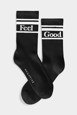Detail view of Feel Good Varsity Sock in Black for sizer