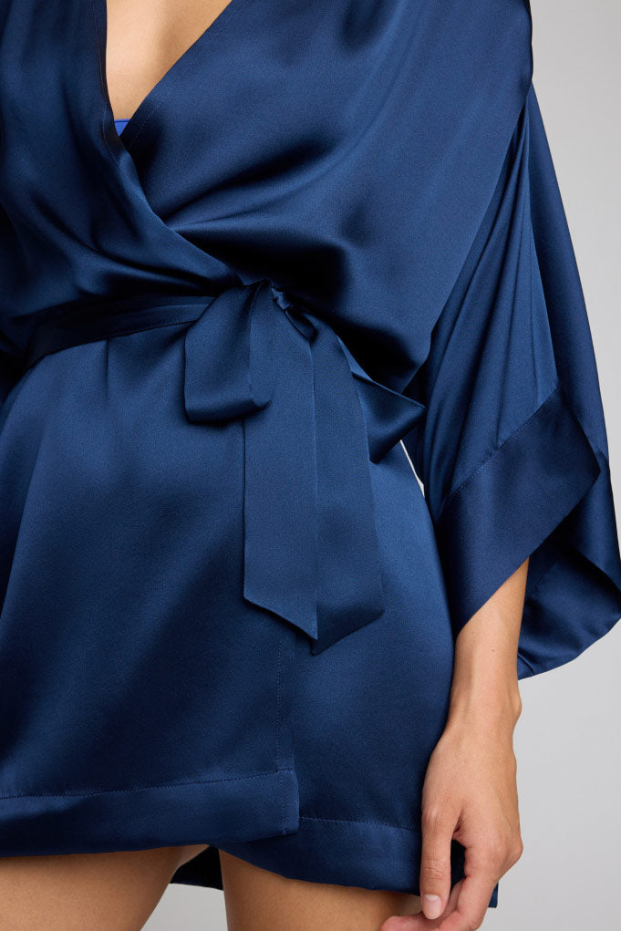 Negative Underwear | Eclipse Washable Silk Mini Robe in Navy Negative Underwear | Eclipse Washable Silk Mini Robe in Navy