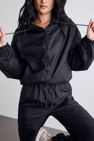 Detail view of Parachute Jacket in Black for sizer