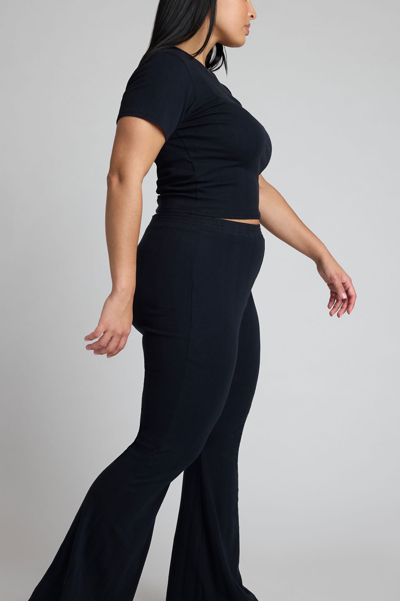 Pointelle Flare Pant in Black – Negative