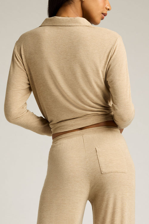 Fino Featherweight Cashmere Polo in Dune