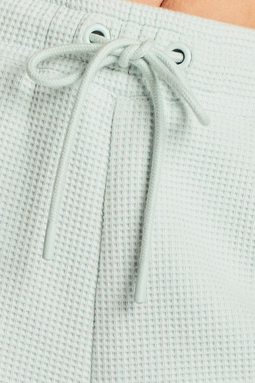 Waffle Knit Cropped Track Pant in Mist
