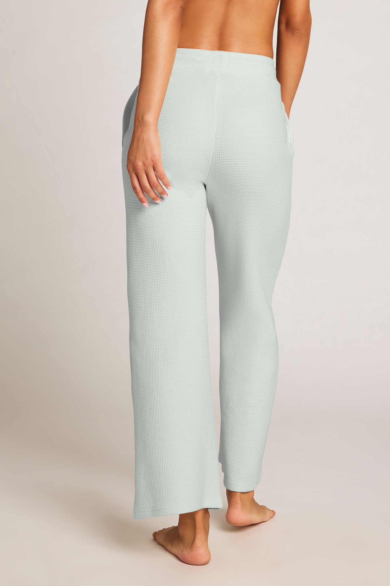 Waffle Knit Cropped Track Pant in Mist