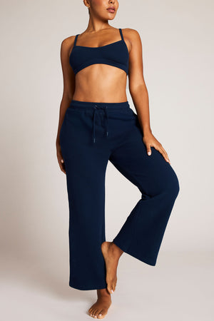 Negative Underwear Waffle Knit Cropped Track Pant in Navy