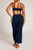 Waffle Knit Cropped Track Pant in Navy