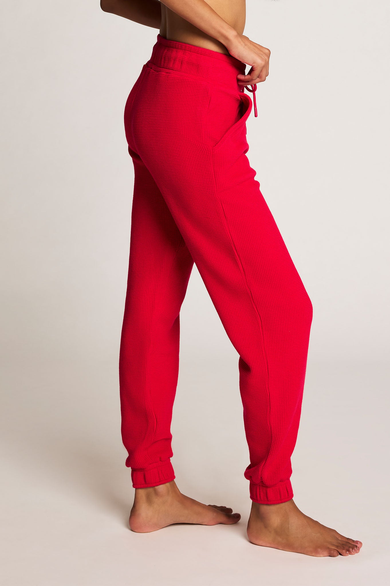 Waffle Knit Jogger in Cerise