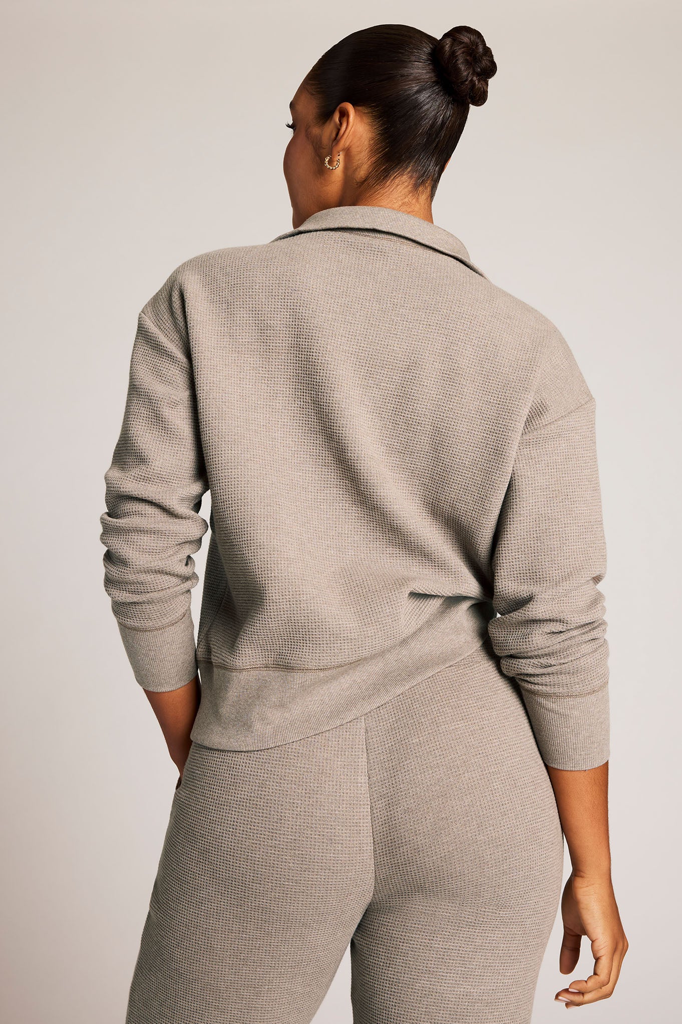 Waffle Knit Pullover in Mink