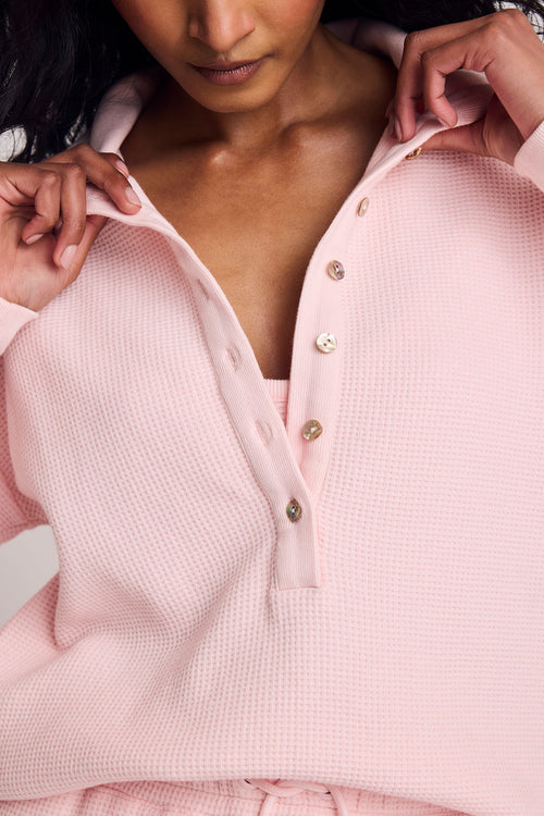 Waffle Knit Pullover in Shell