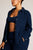Waffle Knit Shirt Jacket in Navy