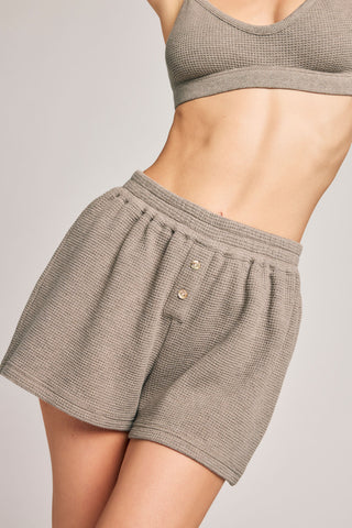 Detail view of Waffle Knit Short in Mink for sizer