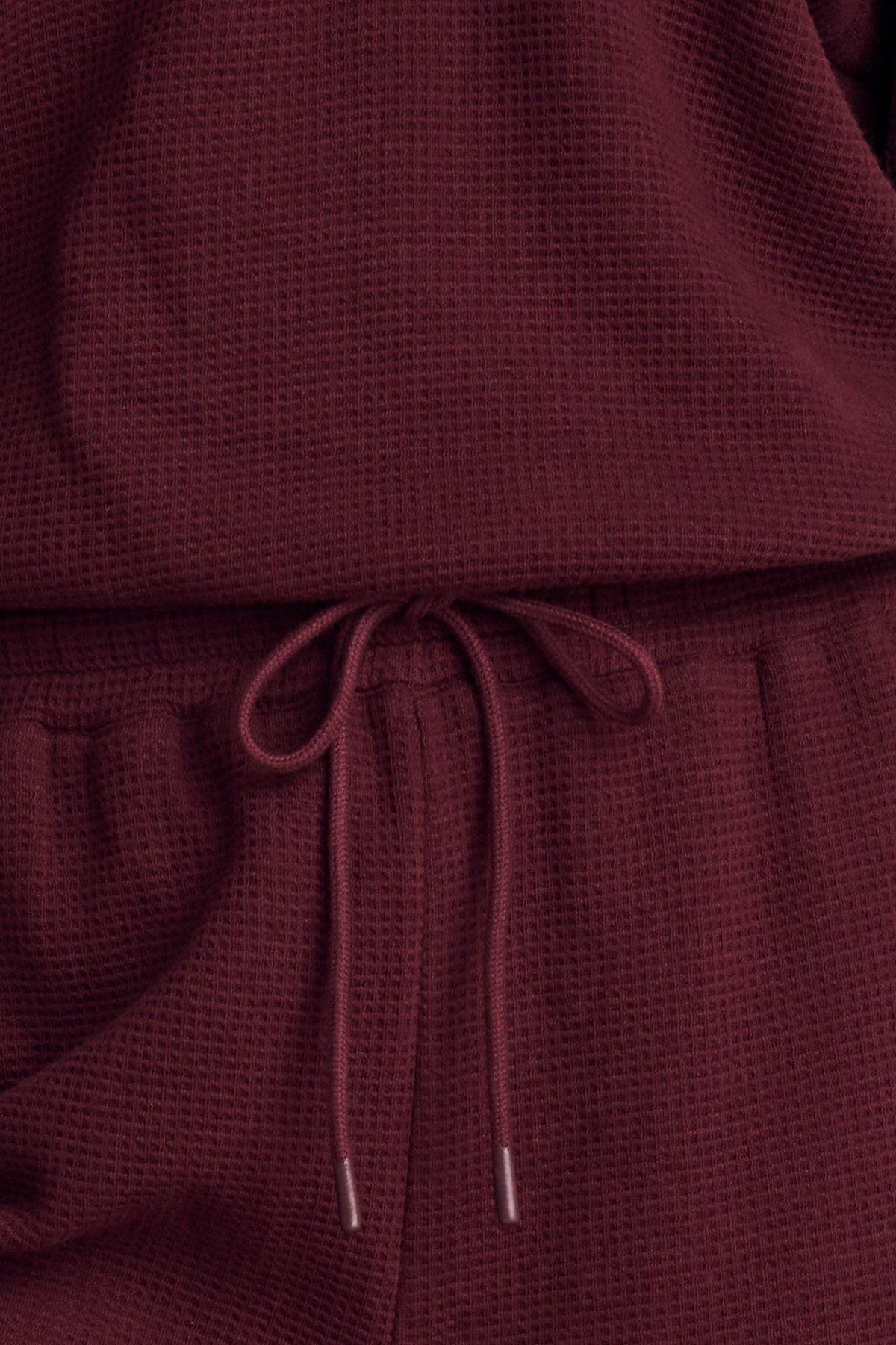Garnet waffle knit track pant, styled full-length look