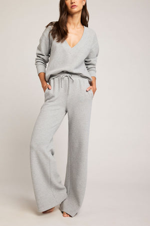 Waffle Knit Track Pant in Heather Grey