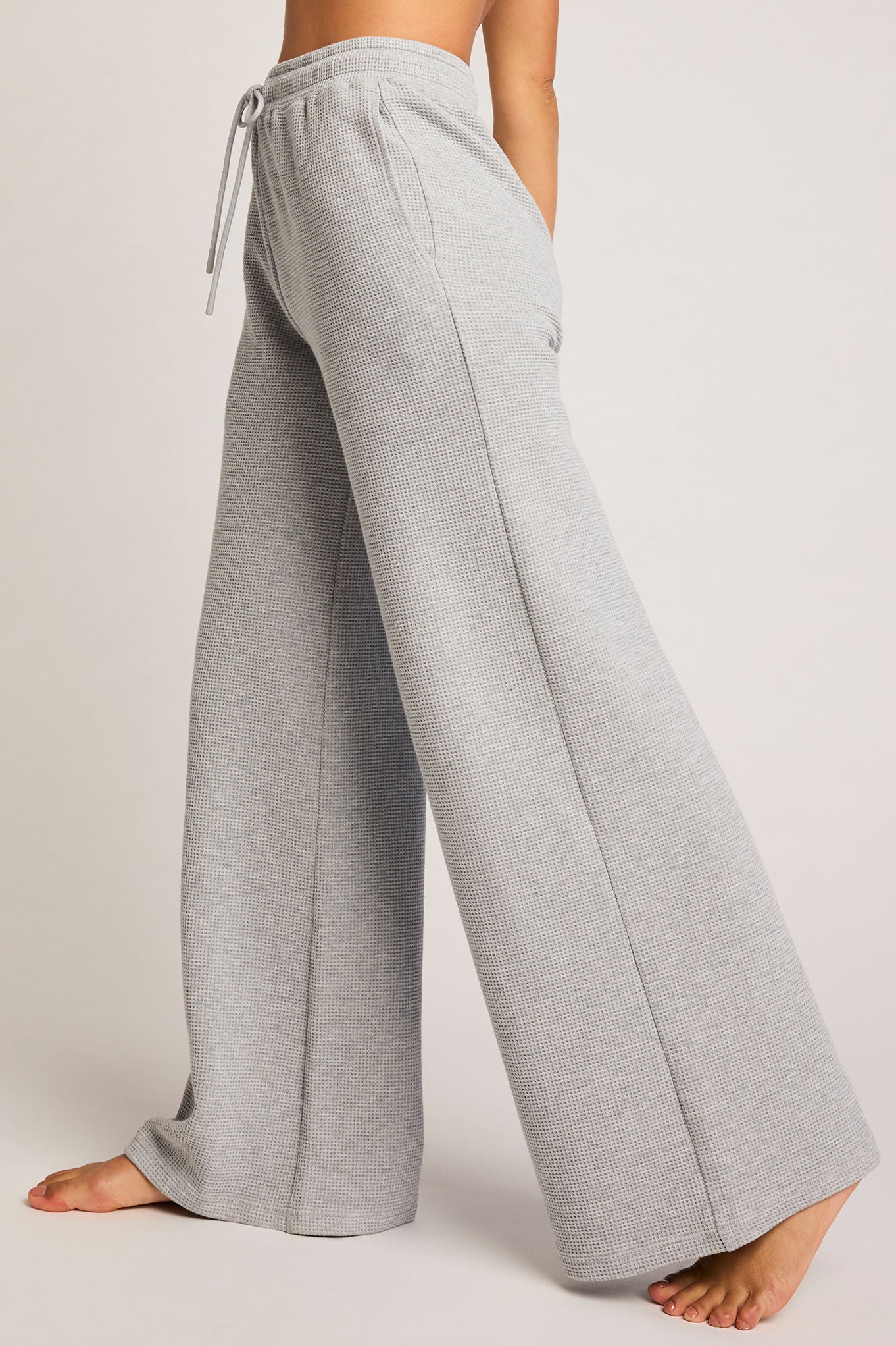 Waffle Knit Track Pant in Heather Grey