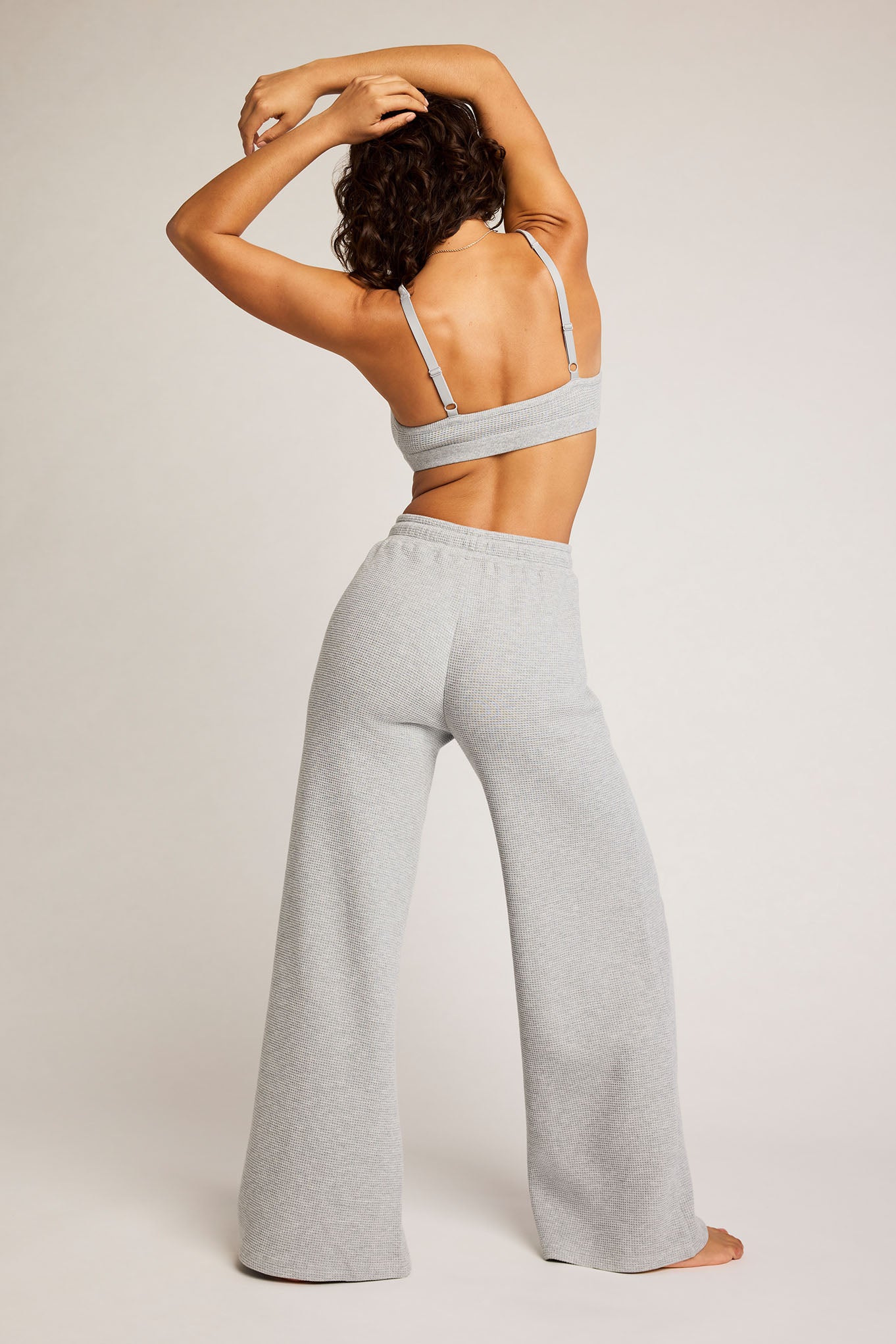 Waffle Knit Track Pant in Heather Grey