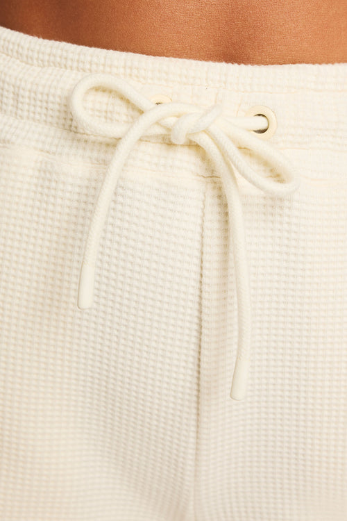Waffle Knit Track Pant in Cream