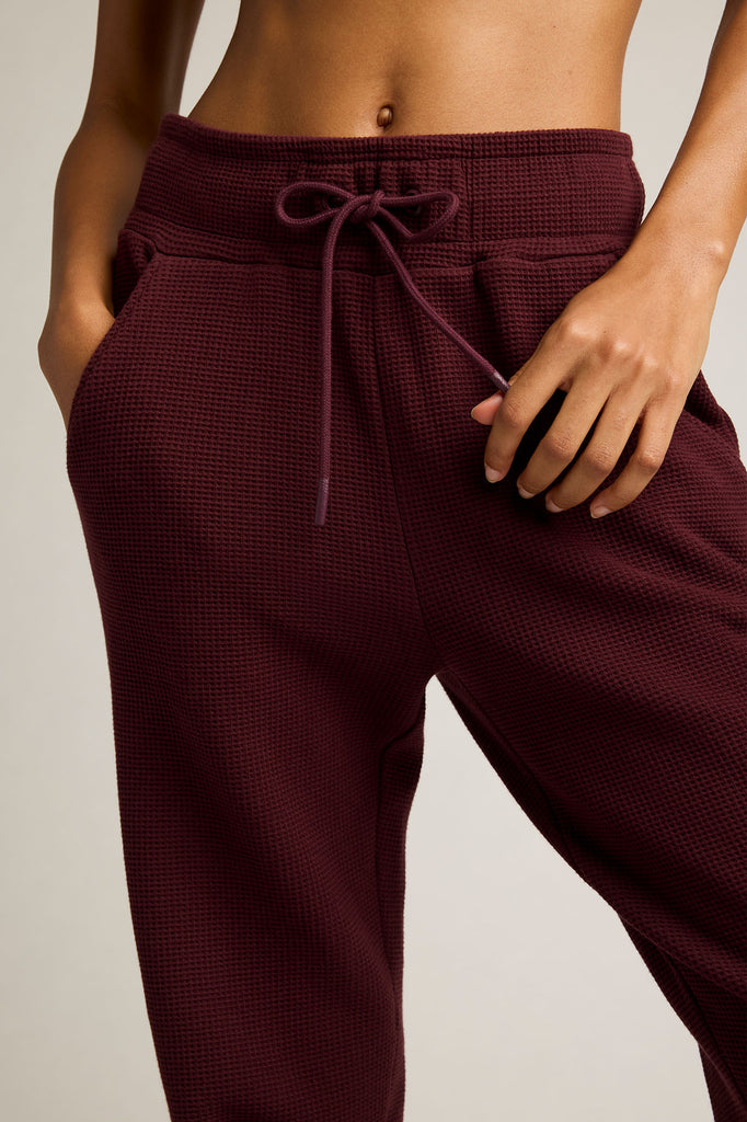 Waffle Knit Jogger in Garnet Negative