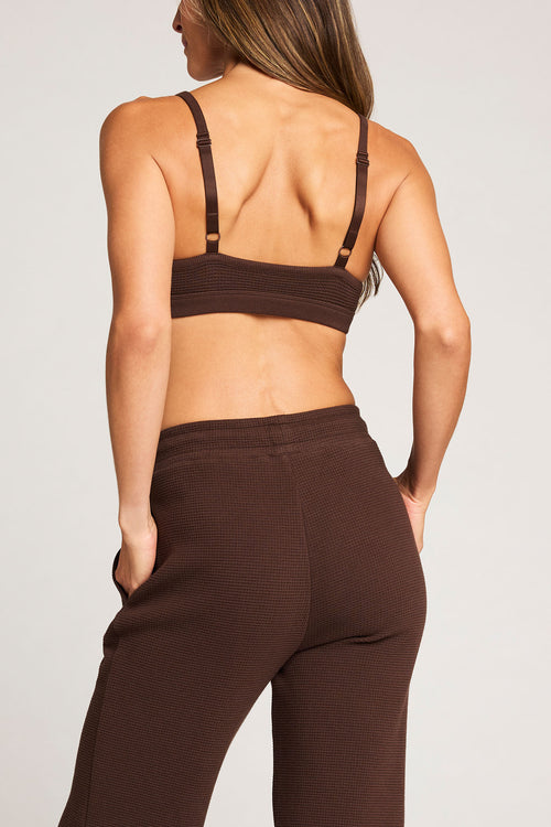 Waffle Knit Lounge Bralette in Espresso