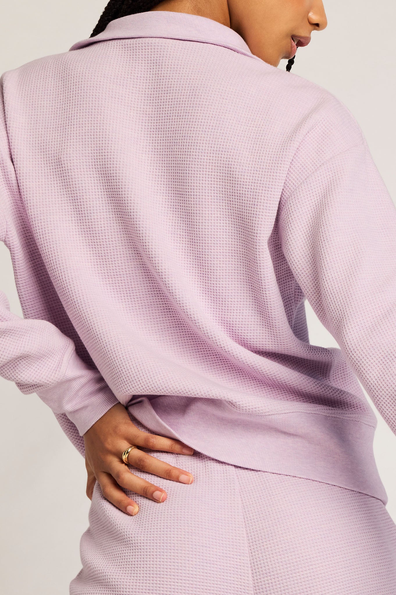 Waffle Knit Pullover in Lilac