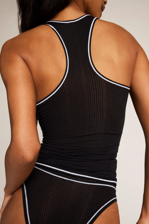 Whipped Racerback Tank in Black + White back