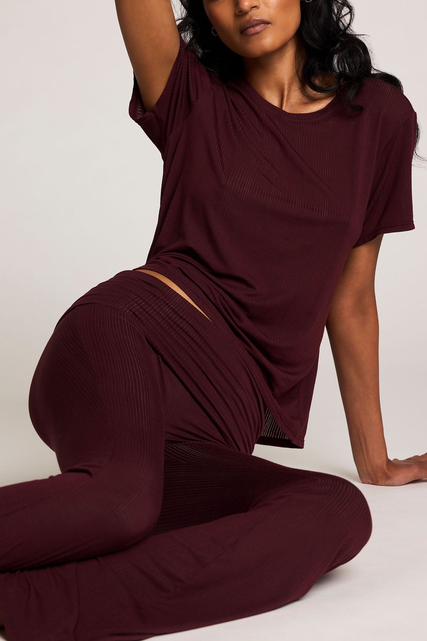 Whipped Roll Down Pant in Garnet