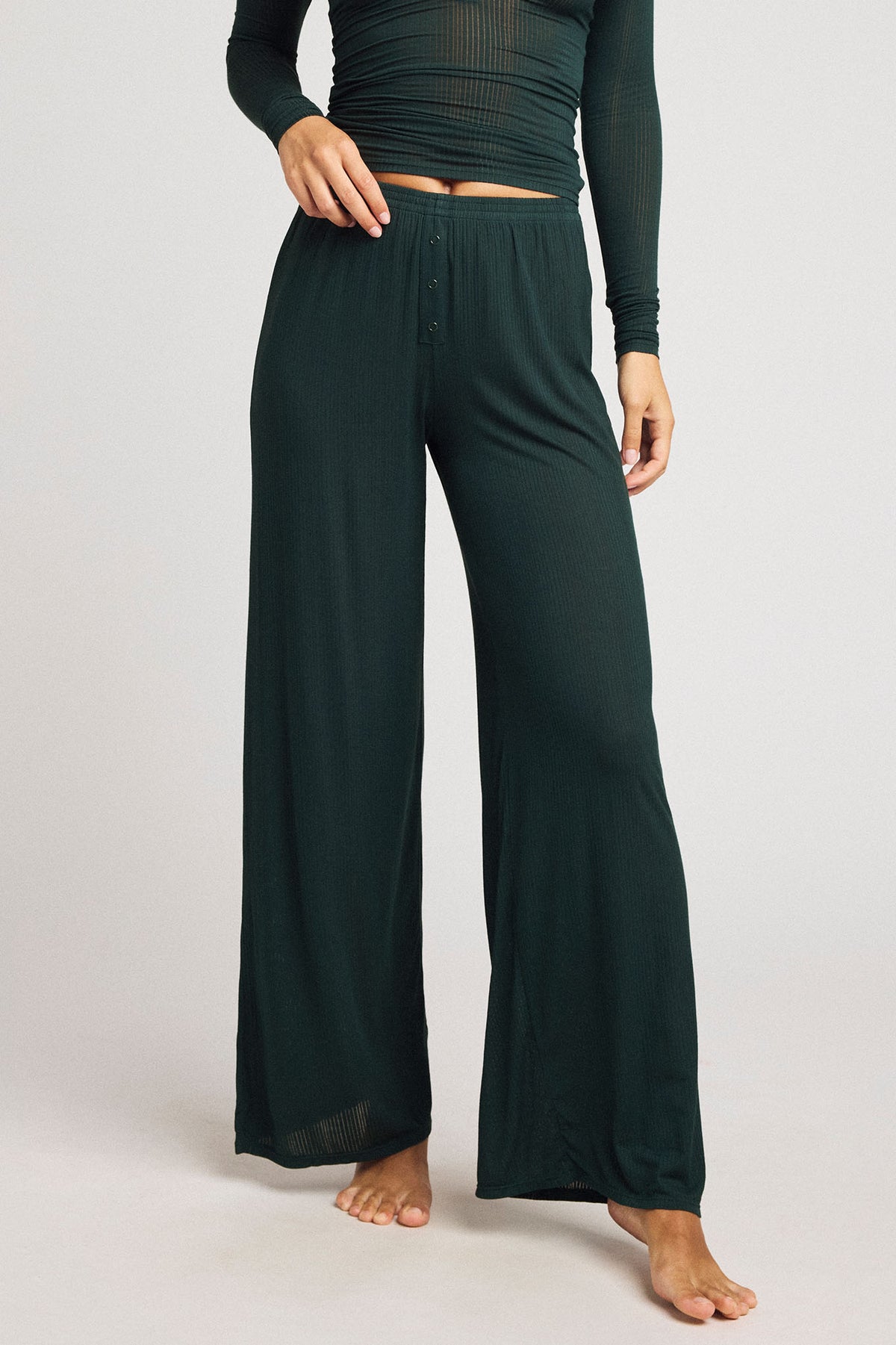 Cypress Whipped track pants with elastic waistband and wide, flowy wide-leg fit