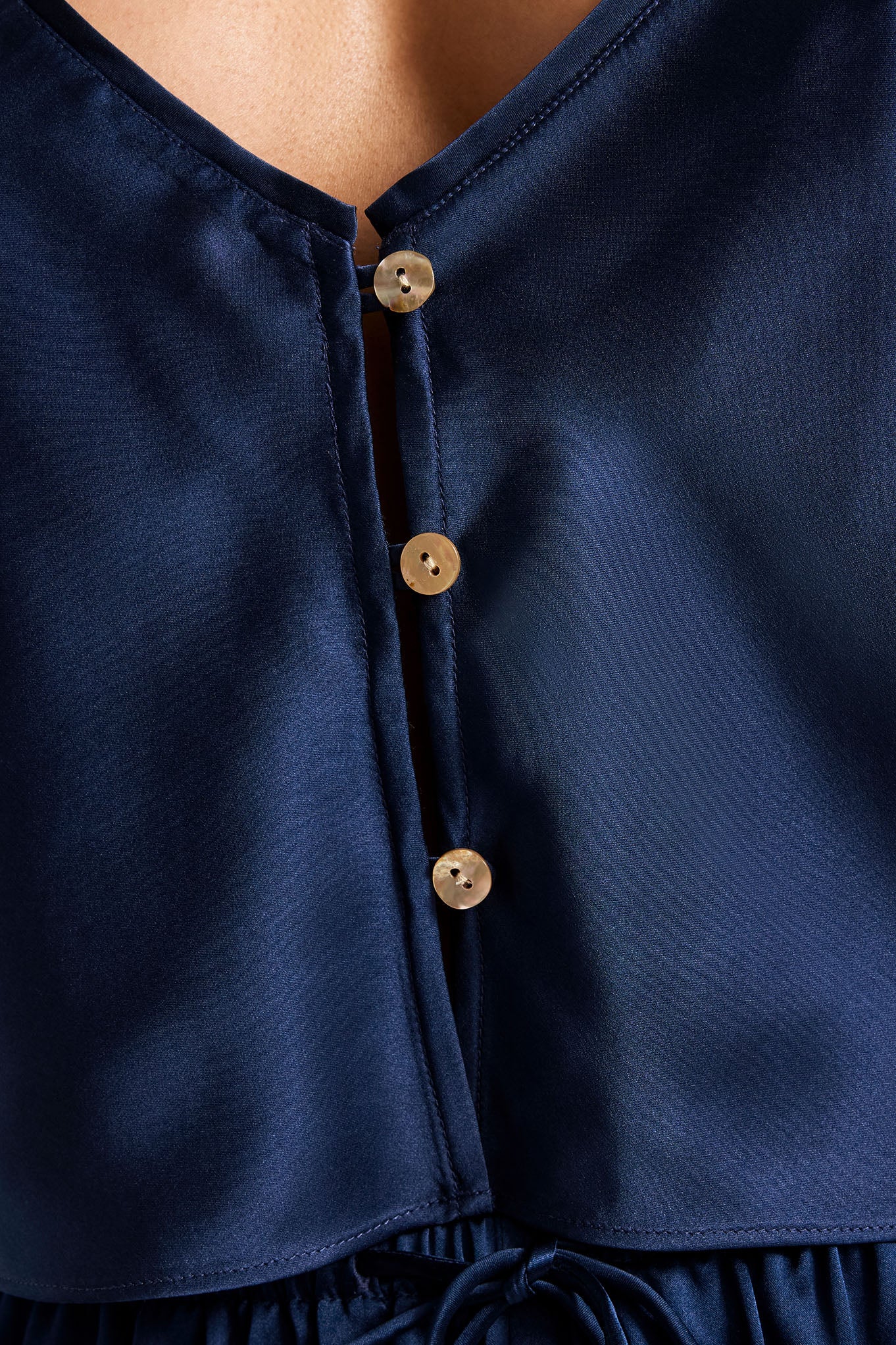 Eclipse Washable Silk Button Cami in Navy